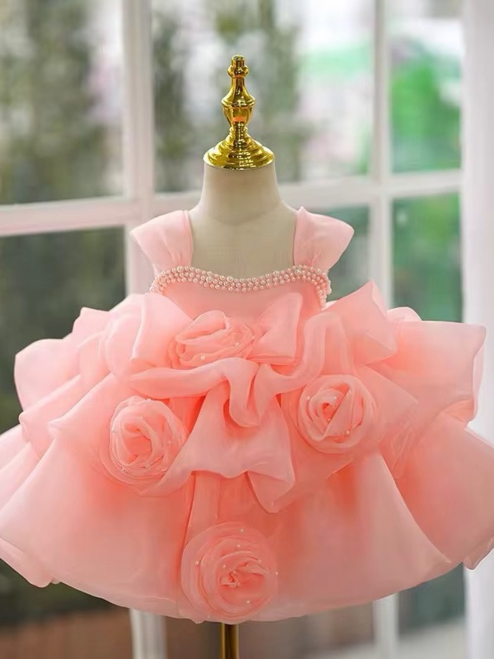 Pink Rosette Tulle Baby Girl Dress